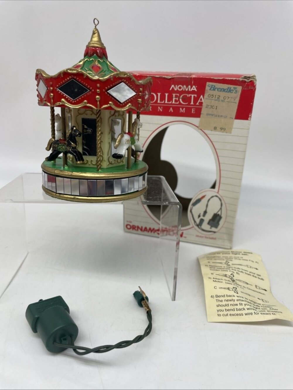 1989-91 Noma Collectable Ornament Carousel Ornamotion Motor Spins Original WORKS